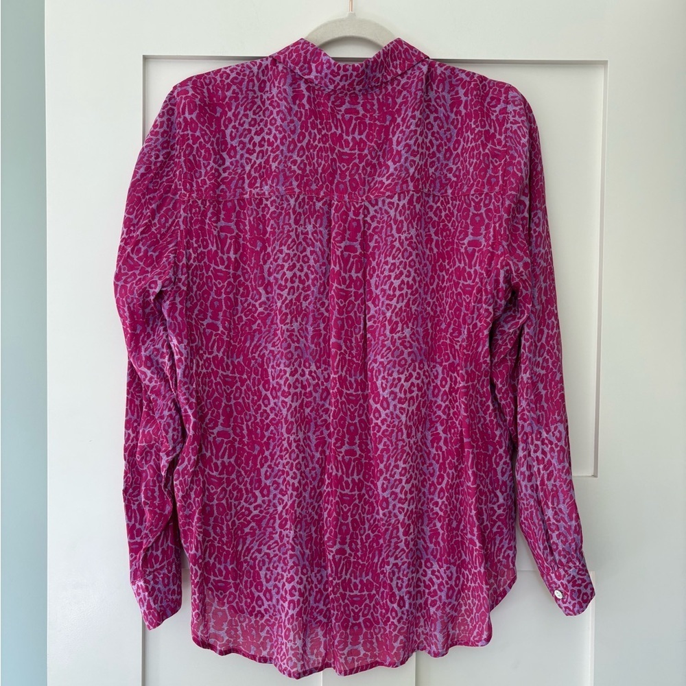 Rails Josephine Magenta Cheetah Print Button Down Shirt Size M - Picture 7 of 11